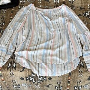 Time and Tru Multicolor Striped Blouse